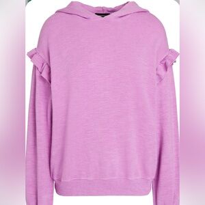 Monrow Pink Ruffle Sleeve Hoodie